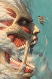 O Titã Colossal em combate